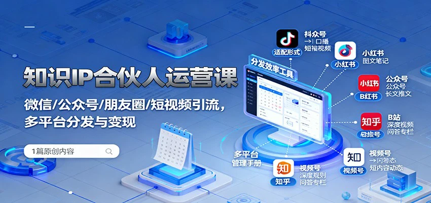 IP合伙人计划实战训练，多平台分发与变现