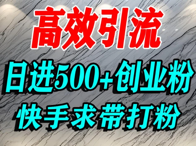 怎么打创业粉？快手引流创业粉，宝妈、学生群体日进500+精准流量