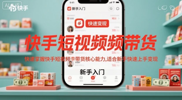 快手短视频带货变现，适合新手快速掌握快手短视频带货核心能力