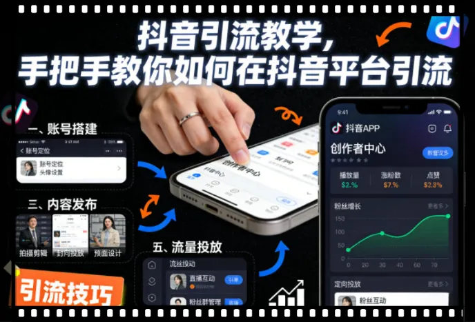 抖音引流实操跟练课，搬运技巧、剪映流程、爆款逻辑，7天启动引流动作