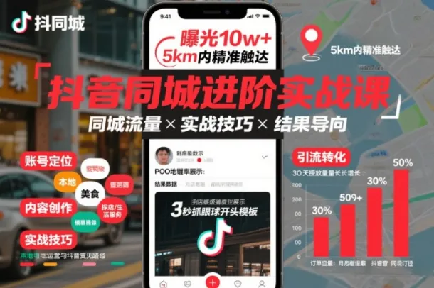 抖音同城进阶实战课，教你系统打通同城流量，拿到真实曝光与成交结果