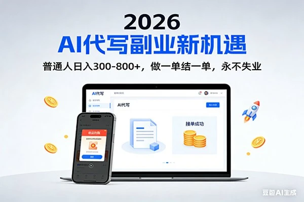 AI代写副业2026零门槛接单，做一单立结一单日入300-800