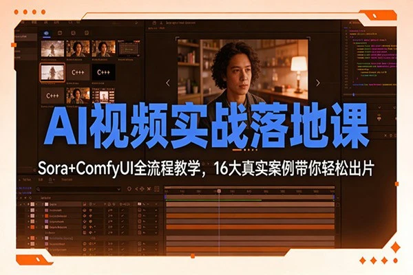 如何从零用Sora和ComfyUI做出完整AI视频?16个实战案例带你一步步通关