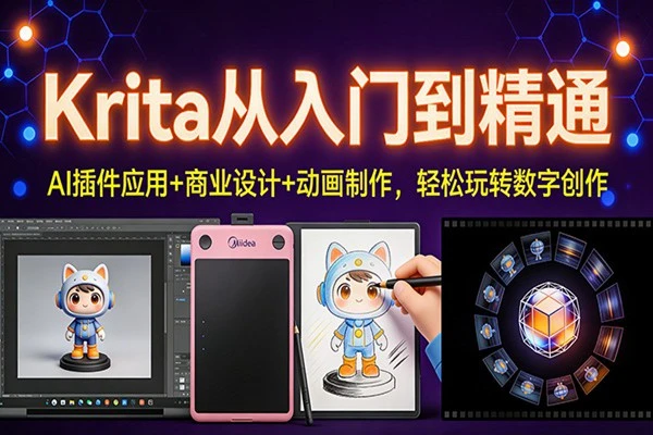 从Krita小白到创作高手:系统掌握AI插件、商业设计与动画制作,轻松应对各类数字艺术需求
