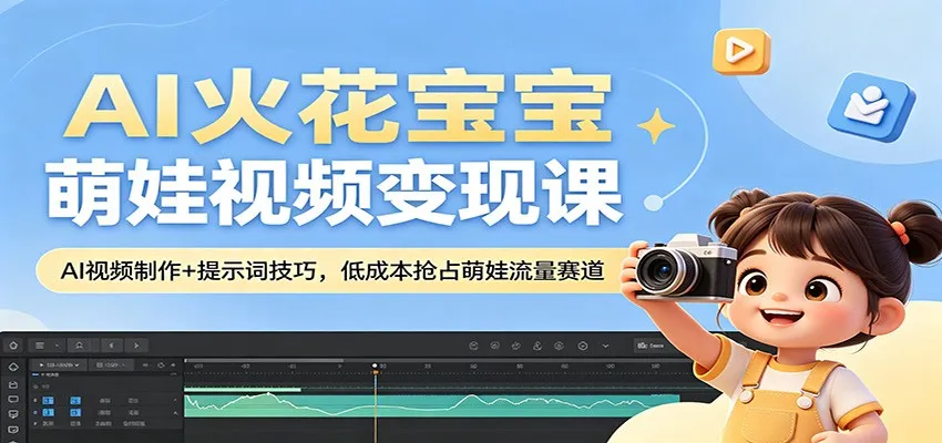 AI火花宝宝萌娃视频变现课：AI视频制作+提示词技巧，低成本抢占萌娃流量赛道
