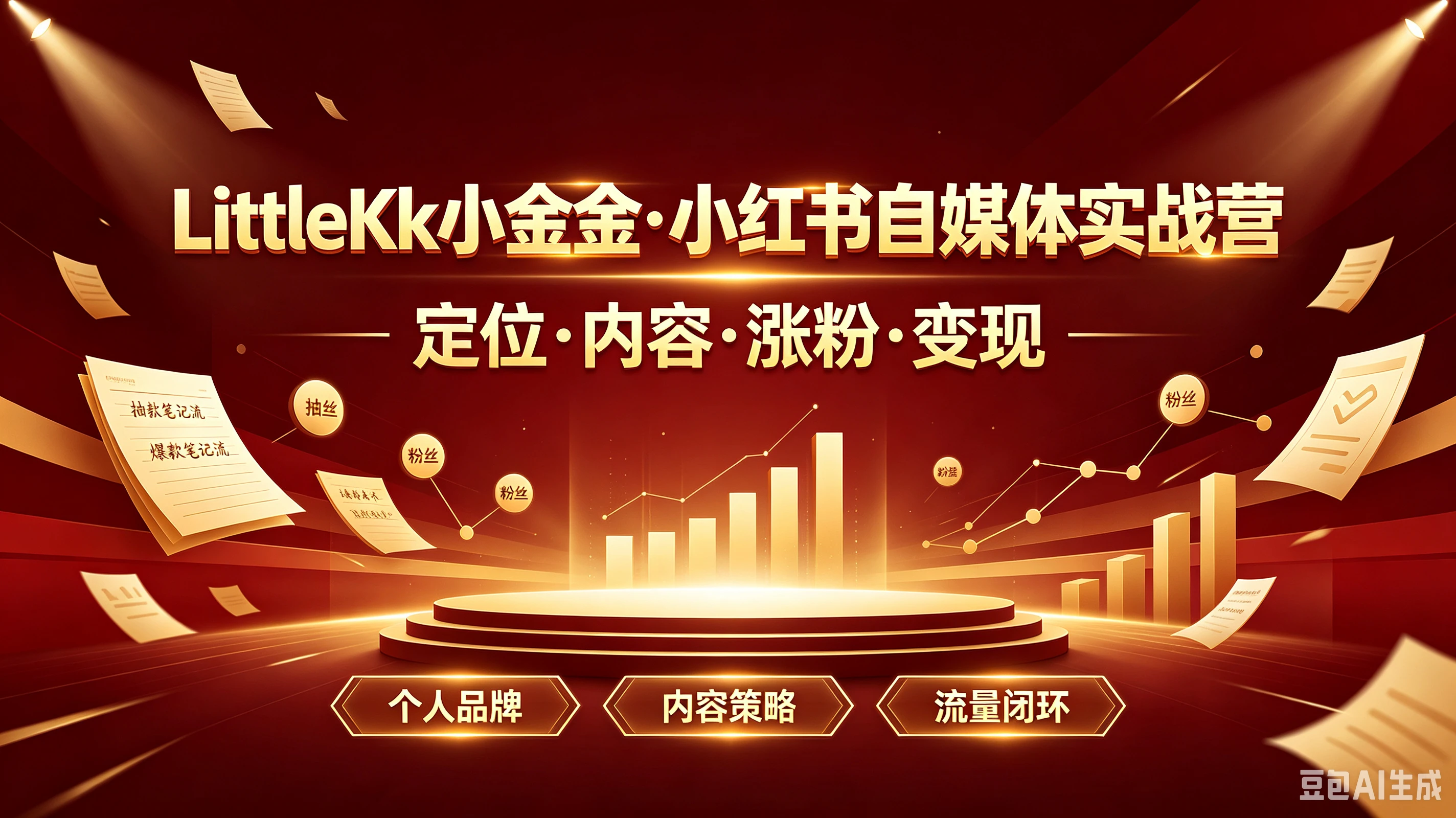 【精】LittleKk小金金·小红书自媒体实战营一定位·内容·涨粉·变现，个人品牌、内容策略、流量闭环
