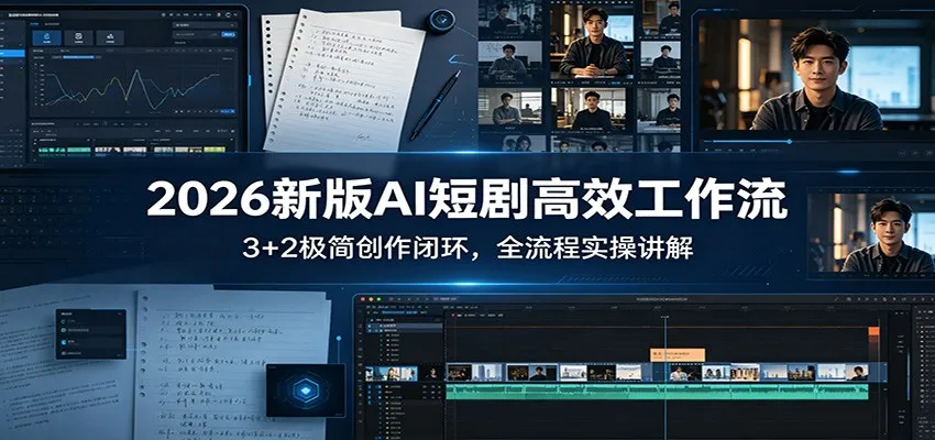 2026新版AI短剧高效工作流：3+2极简创作闭环，全流程实操讲解