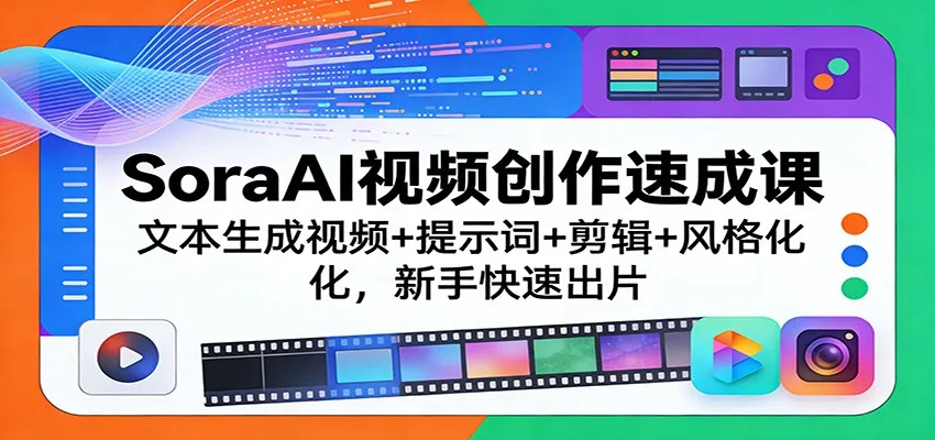 SoraAI视频创作速成课:文本生成视频+提示词+剪辑+风格化,新手快速出片