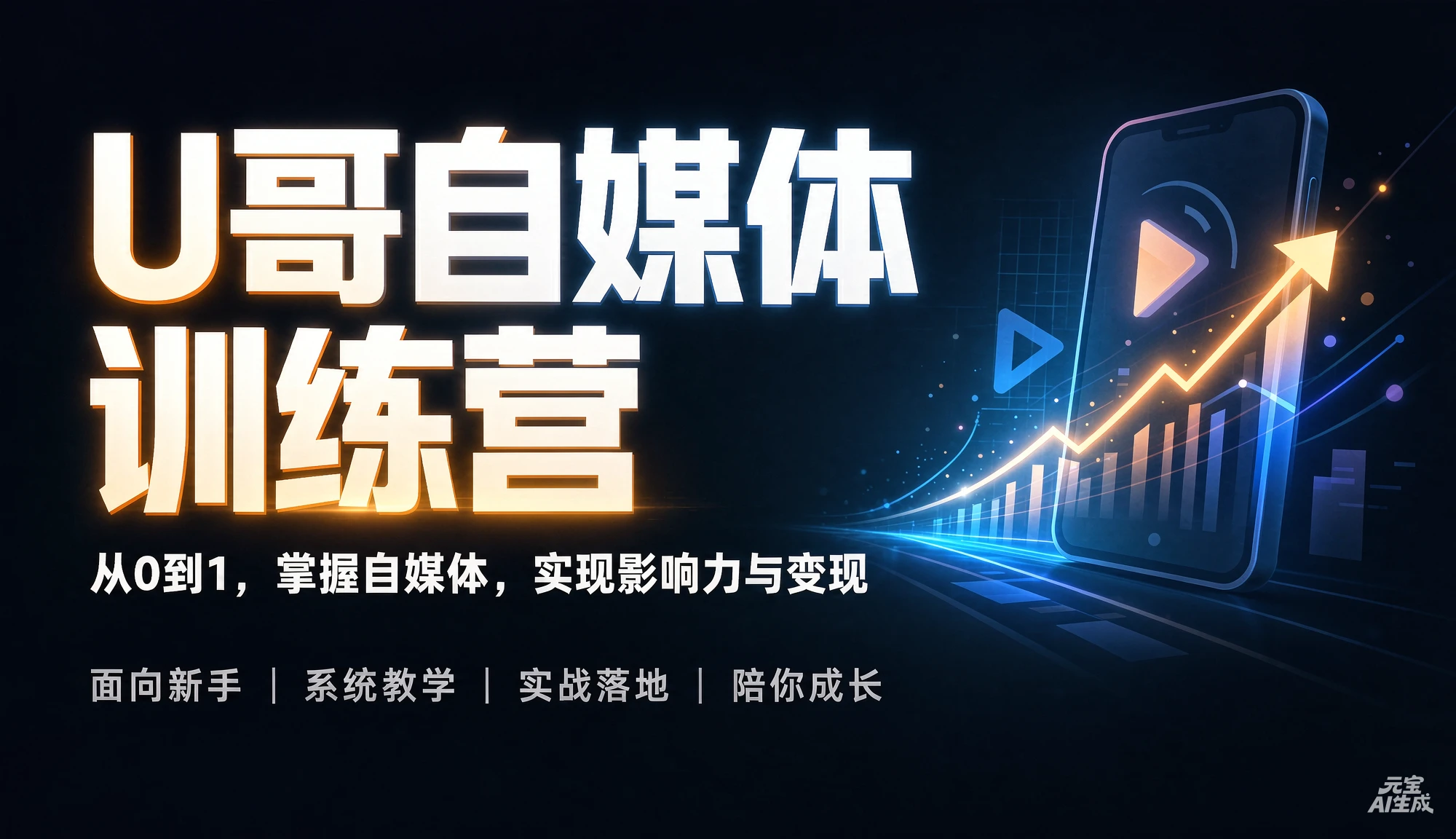 【精】U哥自媒体训练营,从0到1,掌握自媒体,实现影响力与变现