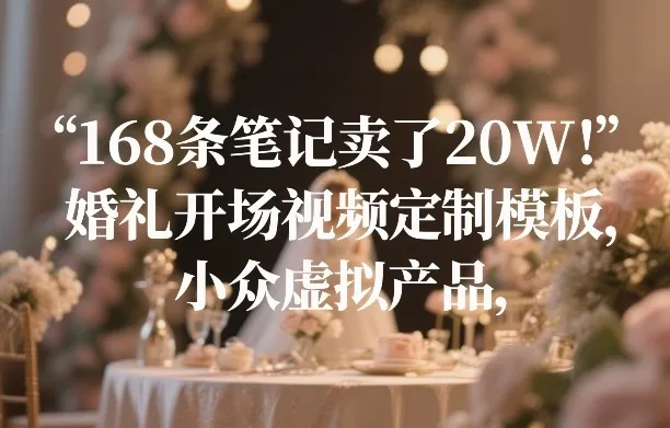 168条笔记卖了20W!婚礼开场视频定制模板,小众虚拟产品