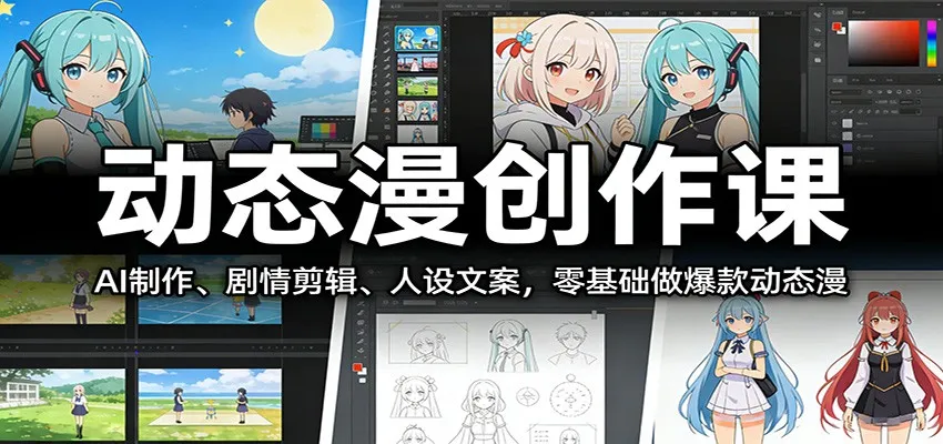 动态漫创作课:AI制作、剧情剪辑、人设文案,零基础做爆款动态漫