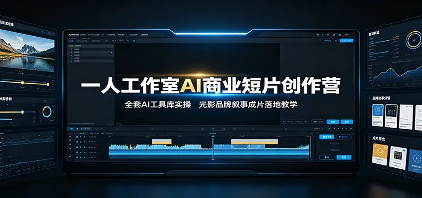 一人工作室AI商业短片创作营:全套AI工具库实操,光影品牌叙事成片落地教学