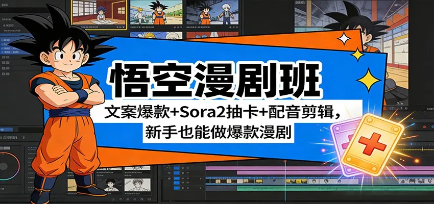 悟空漫剧班:文案爆款+Sora2抽卡+配音剪辑,新手也能做爆款漫剧