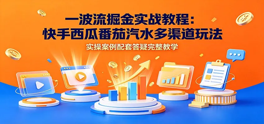 一波流掘金实战教程:快手西瓜番茄汽水多渠道玩法,实操案例配套答疑完整教学