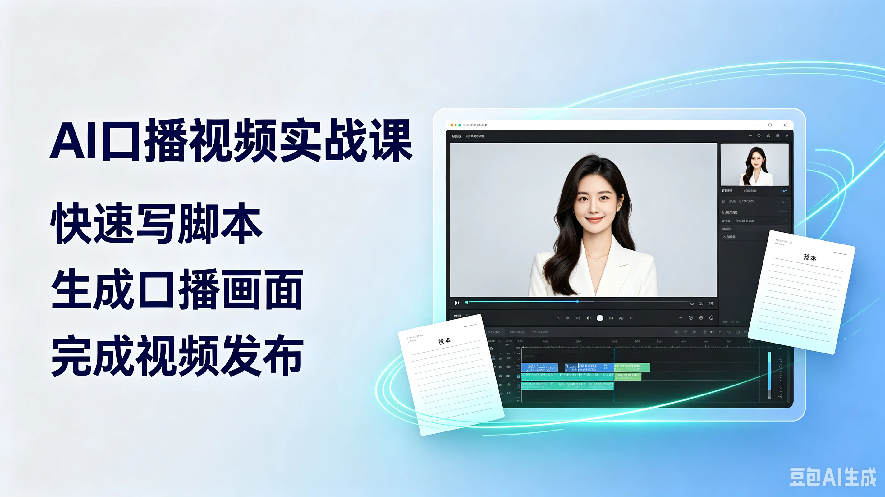 【精】AI口播视频实战课,快速写脚本、生成口播画面、完成视频发布