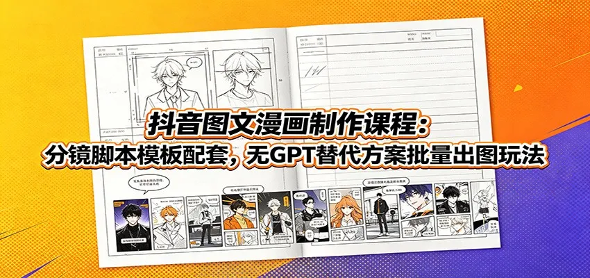 抖音图文漫画制作课程:分镜脚本模板配套,无GPT替代方案批量出图玩法
