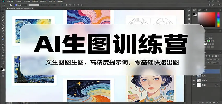 AI生图训练营:文生图图生图,高精度提示词,零基础快速出图
