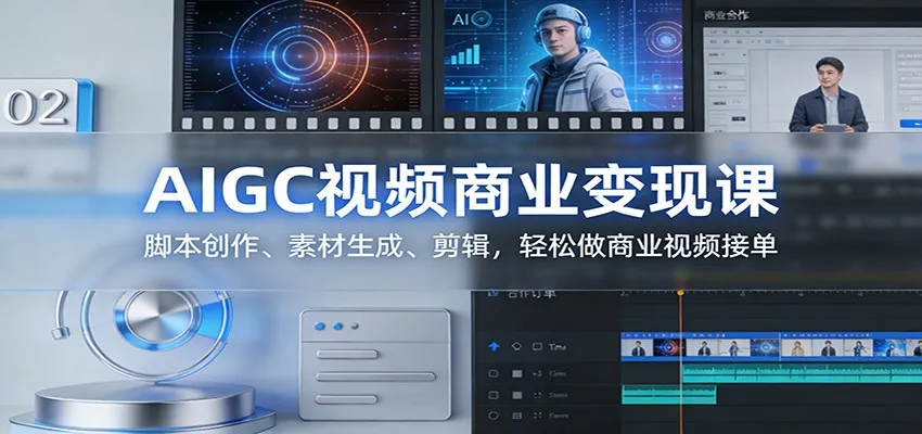 AIGC视频商业变现课:脚本创作、素材生成、剪辑,轻松做商业视频接单