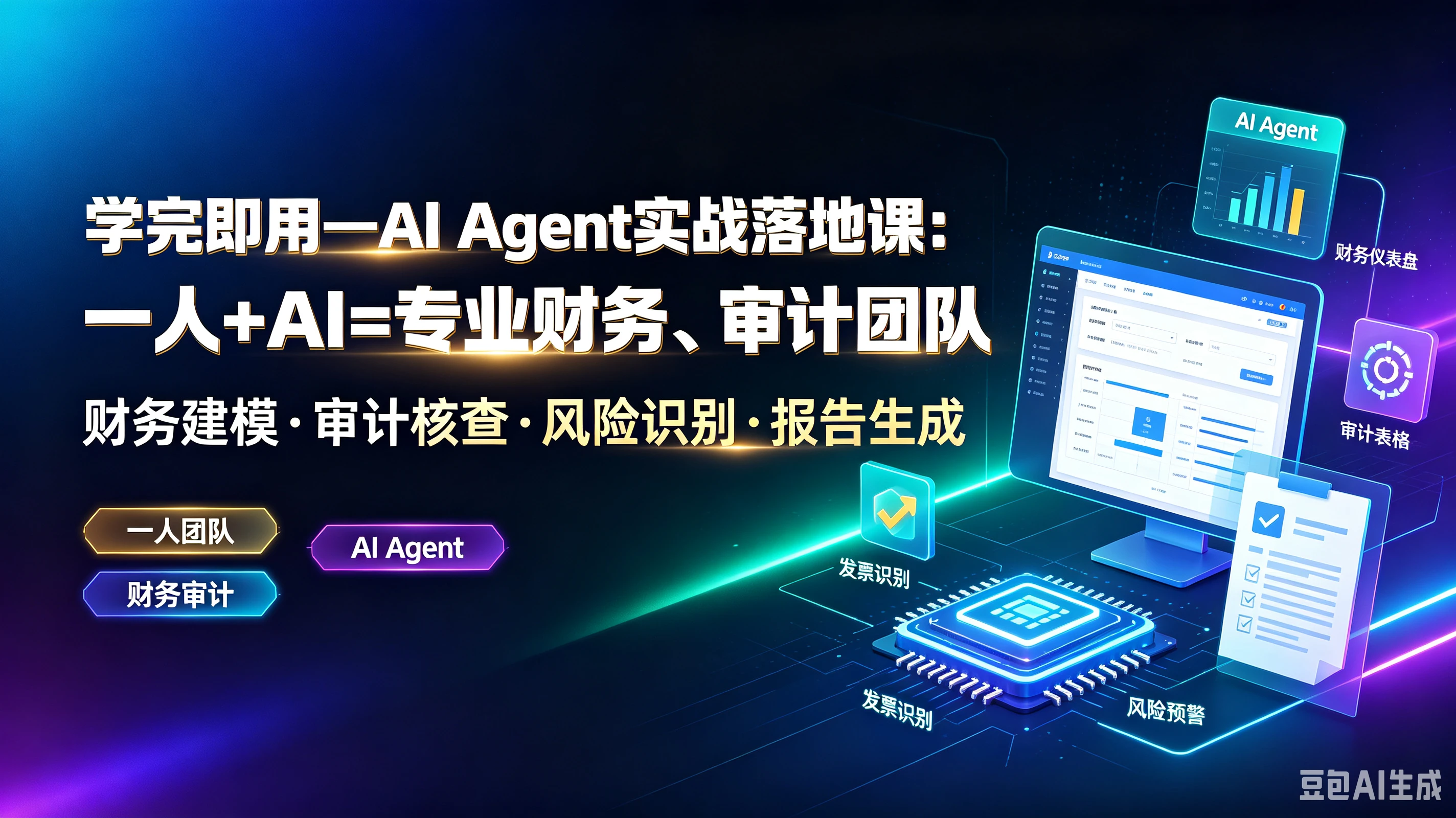 【精】学完即用一AlAgent实战落地课:一人+AI=专业财务、审计团队,财务建模·审计核查·风险识别·报告生成,一人团队、Al Agent、财务审计