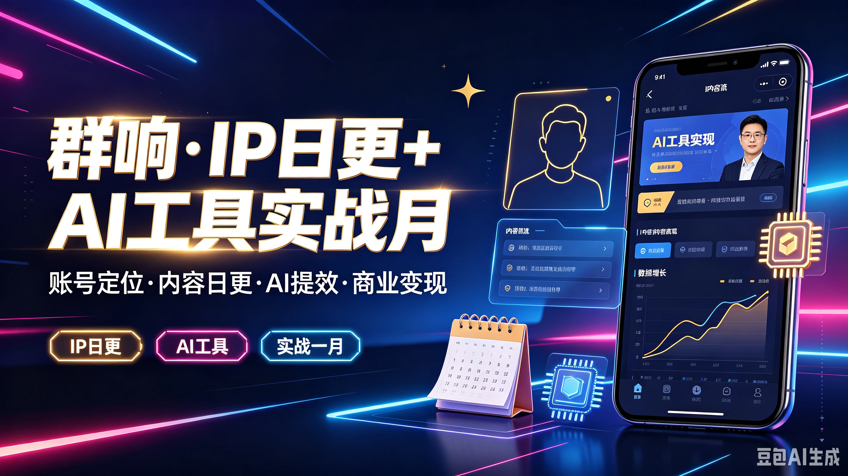 【精】群响·IP日更+AI工具实战月,长号定位·内容日更·AI提效·商业变现,IP日更、Al工具、实战一月
