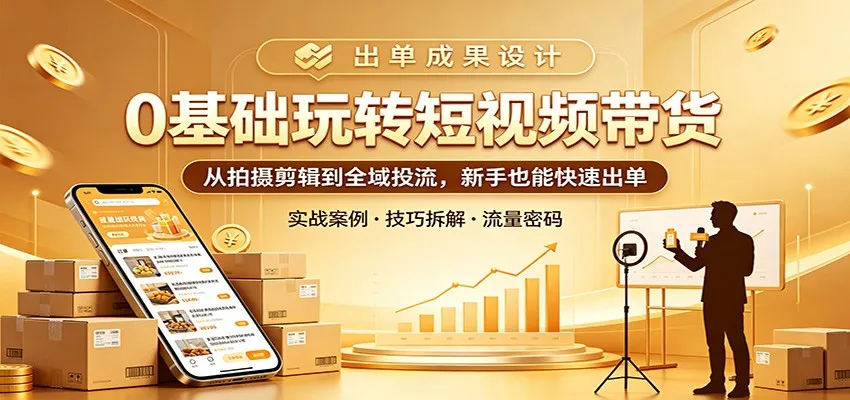 0基础玩转短视频带货:从拍摄剪辑到全域投流,新手也能快速出单