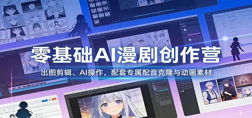 零基础AI漫剧创作营:出图剪辑、AI操作,配套专属配音克隆与动画素材