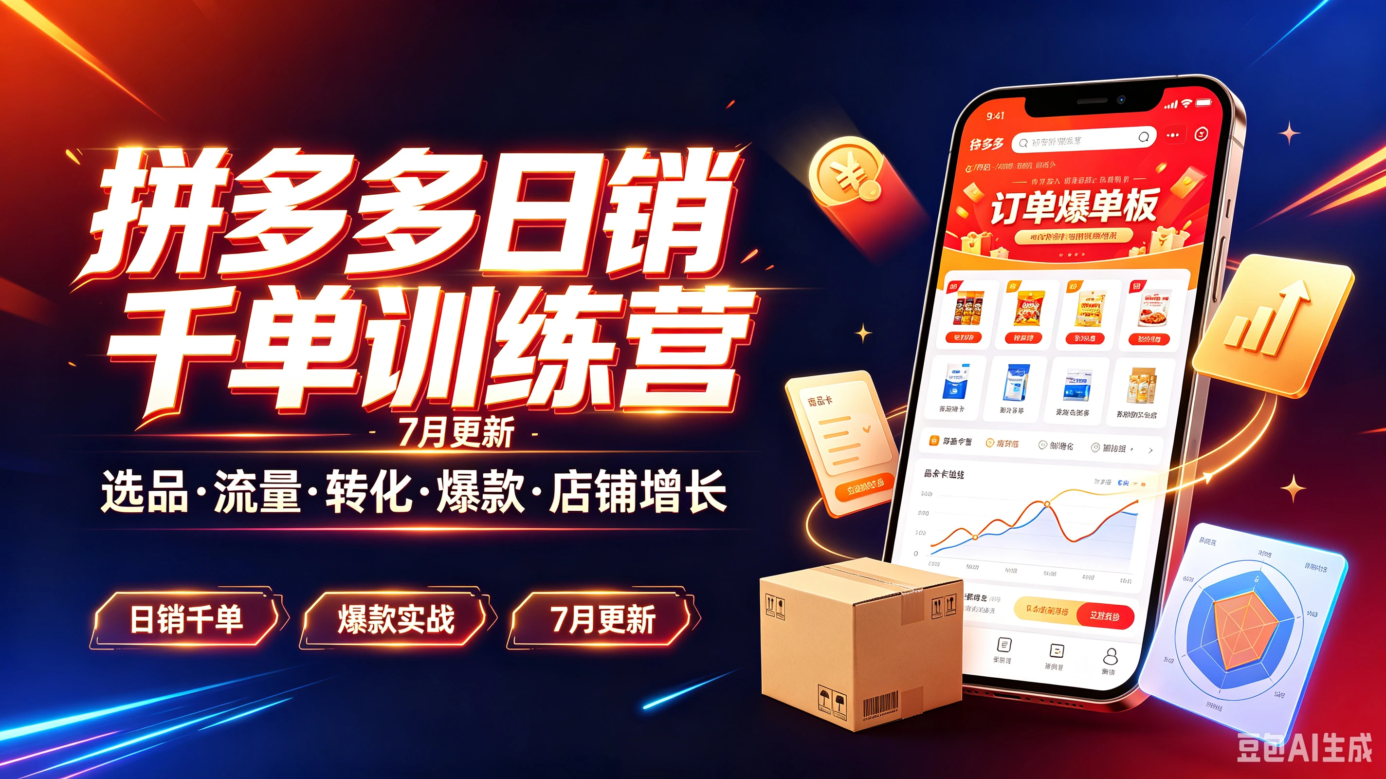 【精】拼多多日销千单训练营,7月更新选品·流量·转化·爆款·店铺增长,日销千单、爆款实战、7月更新