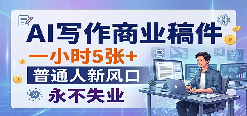 AI写作商业稿件，一小时5张+，普通人新风口，永不失业