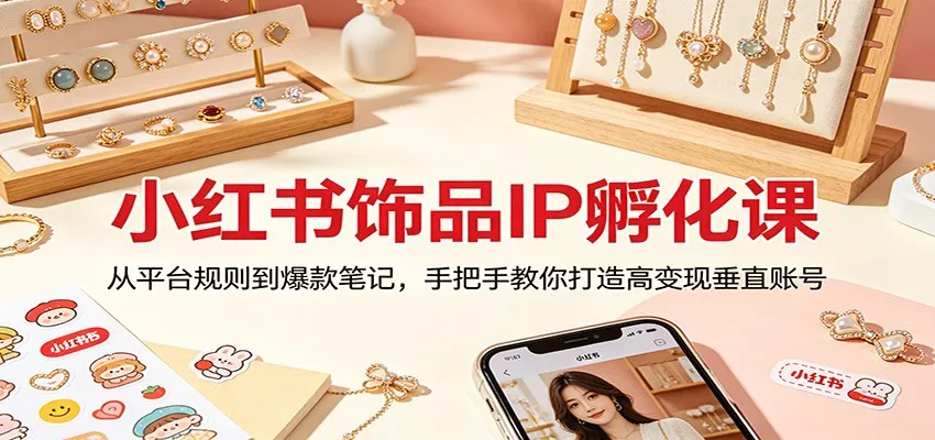 小红书饰品IP孵化课:从平台规则到爆款笔记,手把手教你打造高变现垂直账号