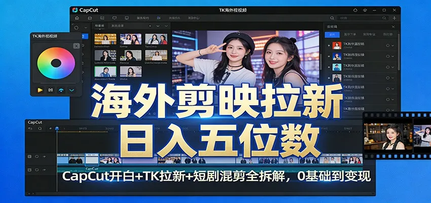 海外剪映拉新日入五位数:CapCut开白+TK拉新+短剧混剪全拆解,0基础到变现