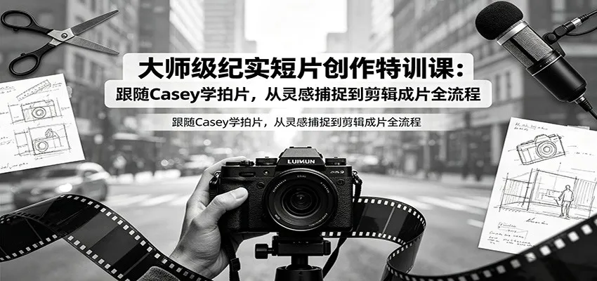 大师级纪实短片创作特训课:跟随Casey学拍片,从灵感捕捉到剪辑成片全流程
