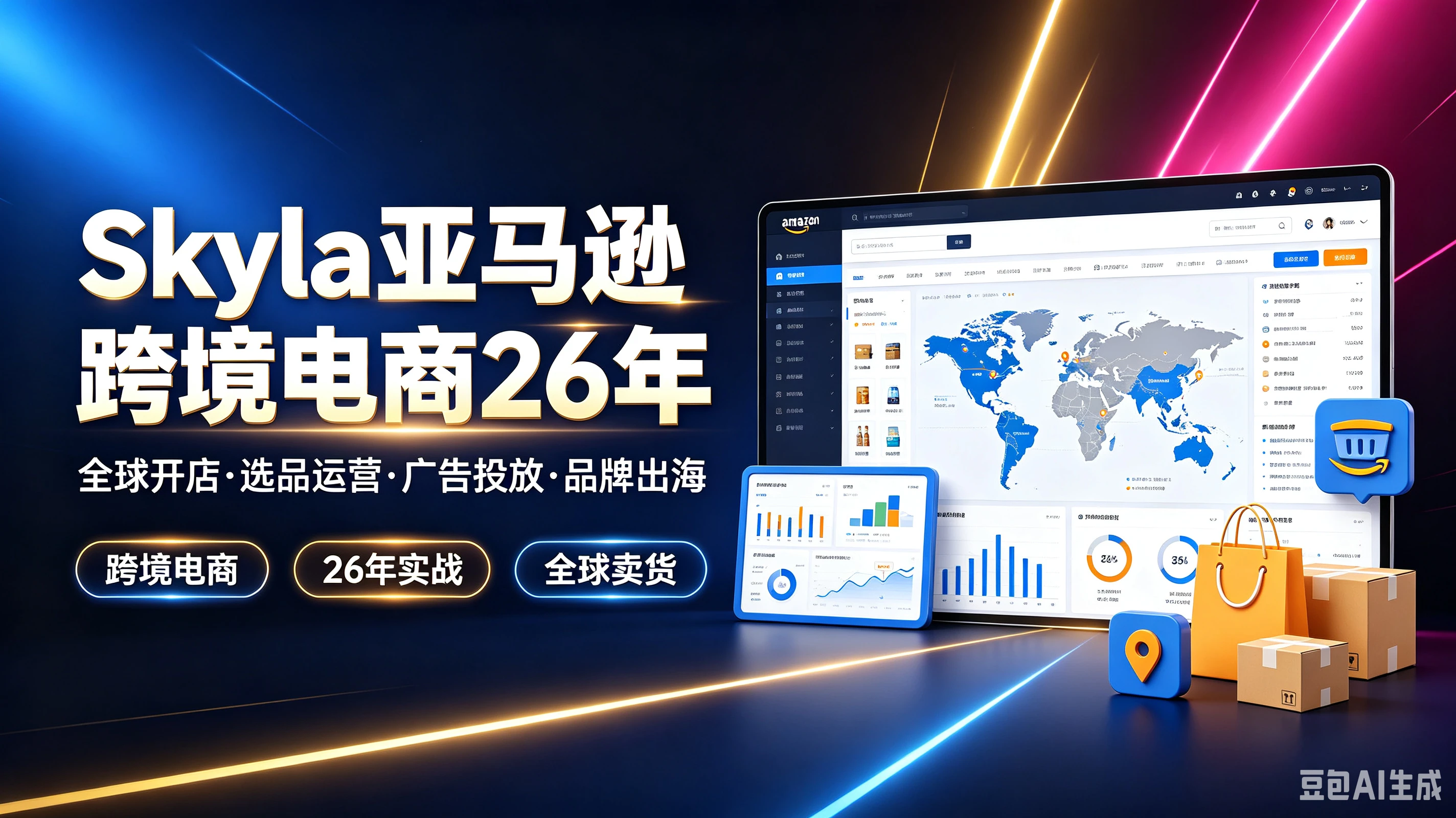 【精】Skyla亚马逊跨境电商26年,全球开店·选品运营·广告投放·品牌出海,跨境电商、26年实战、全球卖货