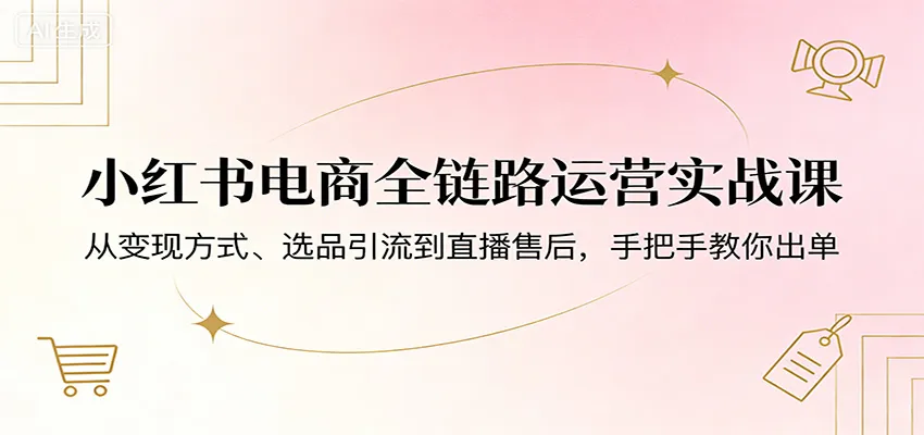 小红书电商全链路运营实战课:从变现方式、选品引流到直播售后,手把手教你出单