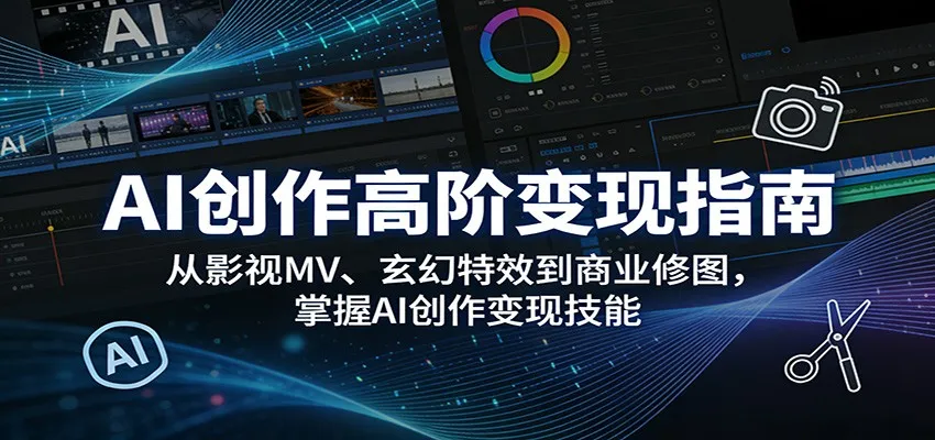 AI创作高阶变现指南：从影视MV、玄幻特效到商业修图，掌握AI创作变现技能