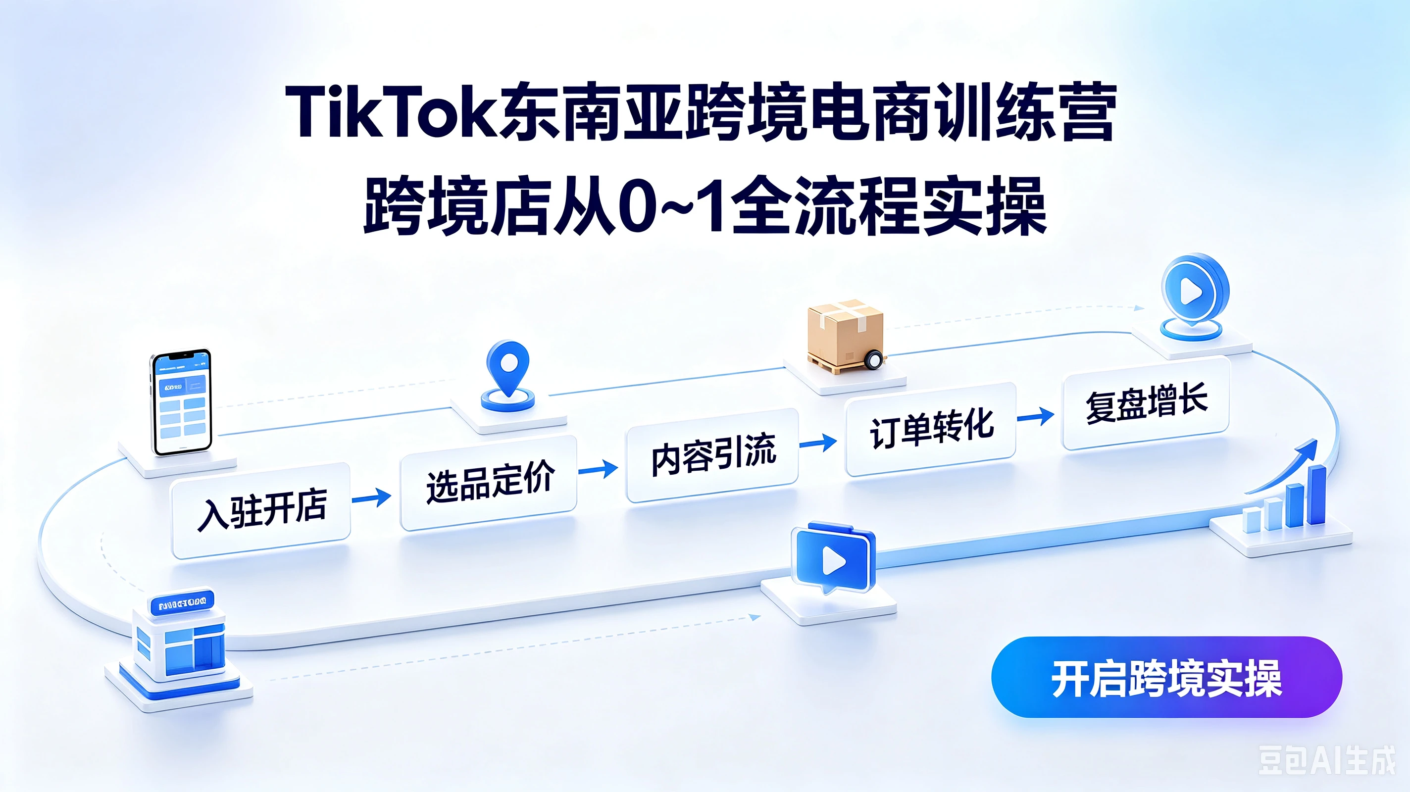 【精】TikTok东南亚跨境电商训练营跨境店从0~1全流程实操,复盘增长、订单转化、内容引流、选品定价、入驻开店
