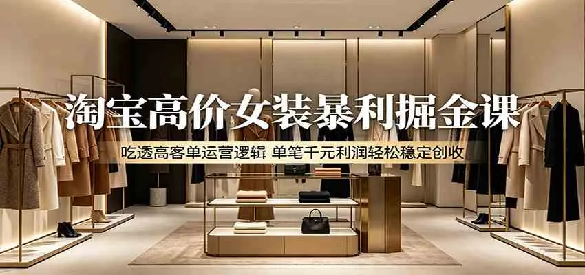 淘宝高价女装暴利掘金课:吃透高客单运营逻辑,单笔千元利润轻松稳定创收